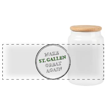 make ST GALLEN great again - Panorama Keksdose mit Holzdeckel - Weiß - Vorne