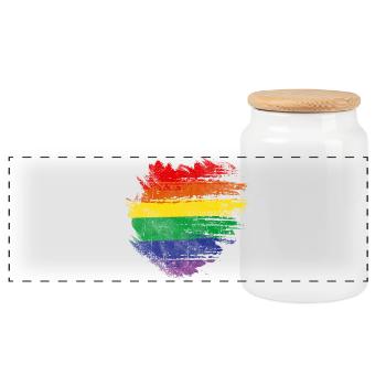 Cœur Pinceau Arc-en-ciel - Boîte à biscuits avec couvercle en bois - blanc - Devant