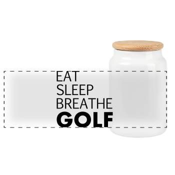 Golfeurs - Boîte à biscuits avec couvercle en bois - blanc - Devant