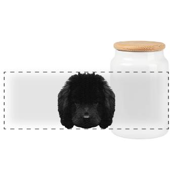 Chiot mignon, chiot Terre-Neuve, races de chiens - Boîte à biscuits avec couvercle en bois - blanc - Devant