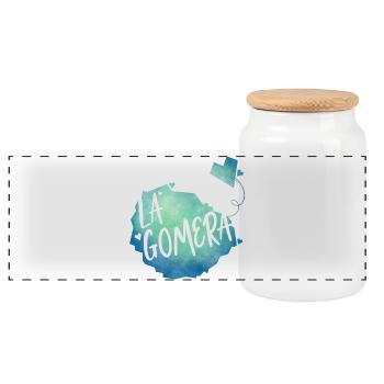 La Gomera - Panoramic Cookie Jar with Wooden Lid - white - Front