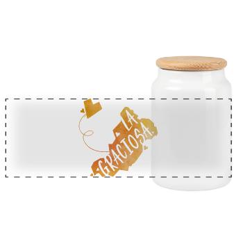 La Graciosa - Panoramic Cookie Jar with Wooden Lid - white - Front
