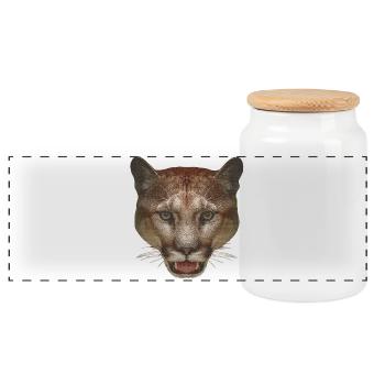 Beaux motifs animaliers, visage de lion de montagne - Boîte à biscuits avec couvercle en bois - blanc - Devant