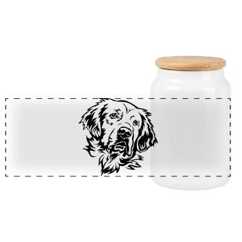 Golden Retriever Head - Panoramic Cookie Jar with Wooden Lid - white - Front