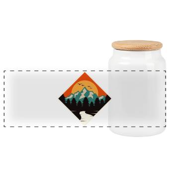 Mountain Forest Sunset - Panoramic Cookie Jar with Wooden Lid - white - Front