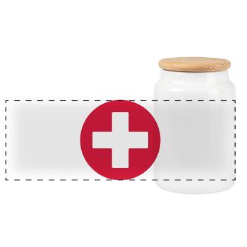 First Aid Medical Cross Sicherheitssymbol Vektor-Symbol - Panorama Keksdose mit Holzdeckel - Weiß - Vorne