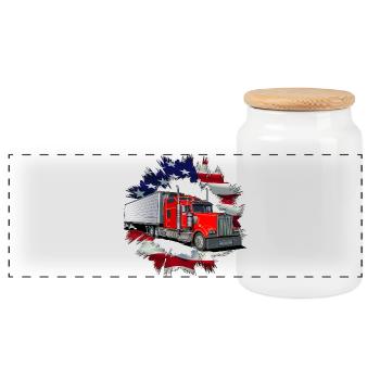 Articulated lorry - Panoramic Cookie Jar with Wooden Lid - white - Front