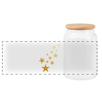 Modèles d’étoiles - Boîte à biscuits avec couvercle en bois - blanc - Devant