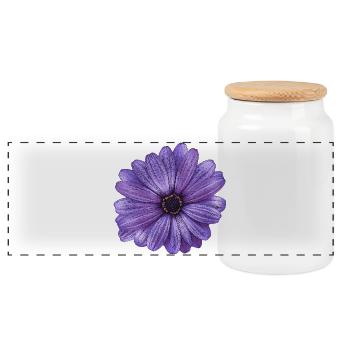 T-shirt à fleurs, aspect toile à motif floral - Boîte à biscuits avec couvercle en bois - blanc - Devant
