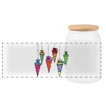 School bag School start School start School start - Panoramic Cookie Jar with Wooden Lid - white - Front