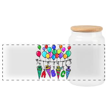 School School Day School Start School Start Learning - Panoramic Cookie Jar with Wooden Lid - white - Front