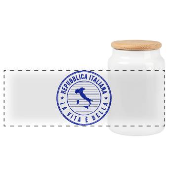 Timbre italien Art vivant - Boîte à biscuits avec couvercle en bois - blanc - Devant