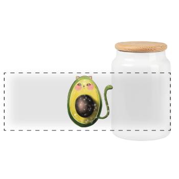 Avocado katze avogato - Panorama Keksdose mit Holzdeckel - Weiß - Vorne