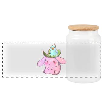 T-shirt Lapin et Perroquet – T-shirt Maman Animal Drôle - Boîte à biscuits avec couvercle en bois - blanc - Devant