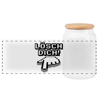 Lösch dich - Panorama Keksdose mit Holzdeckel - Weiß - Vorne