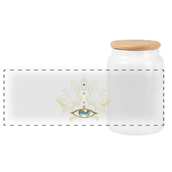 Chakren und Auge: Goldene Meditation - Panorama Keksdose mit Holzdeckel - Weiß - Vorne