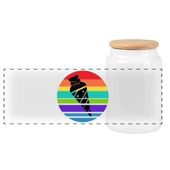 School bag sugar bag School start school start - Panoramic Cookie Jar with Wooden Lid - white - Front
