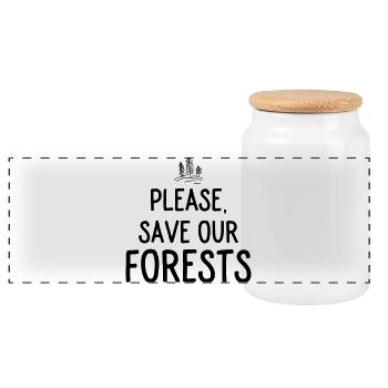 nature conservation - Panoramic Cookie Jar with Wooden Lid - white - Front