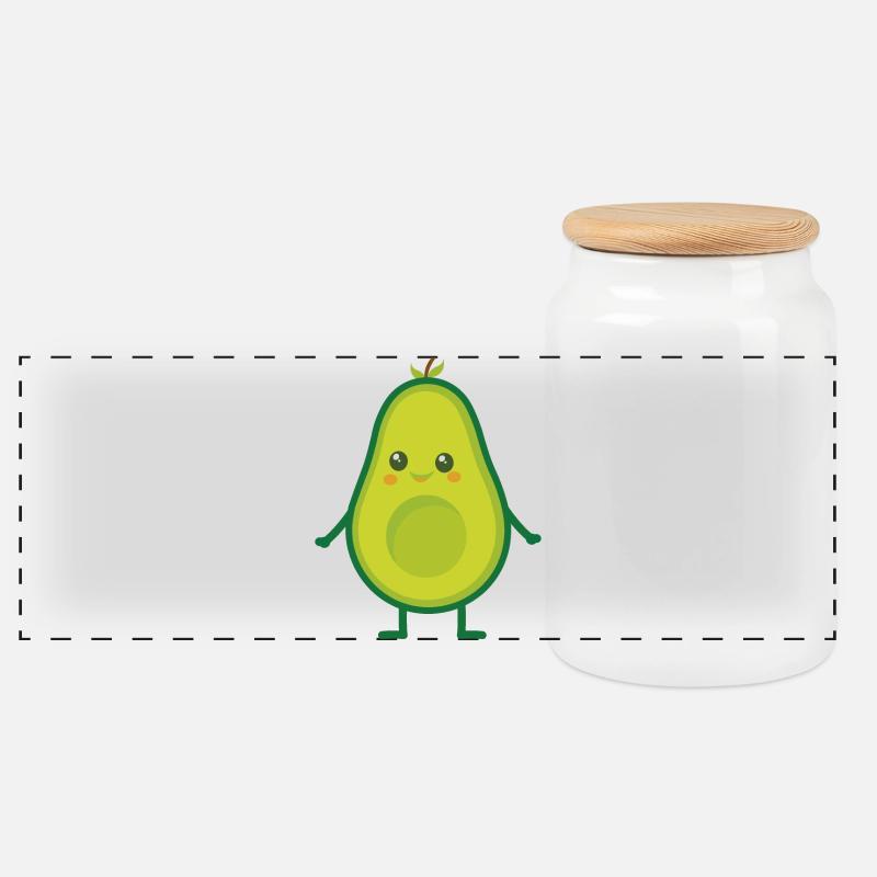 Avocado (Avocado Mann) - Panorama Keksdose mit Holzdeckel - Weiß