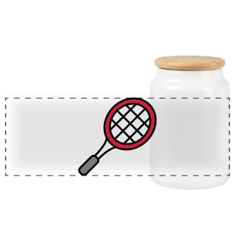 Tennisschläger - Panorama Keksdose mit Holzdeckel - Weiß - Vorne
