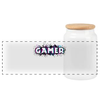 Gamer Zocker Cool Videospiele Spielkonsole Nerd - Panorama Keksdose mit Holzdeckel - Weiß - Vorne