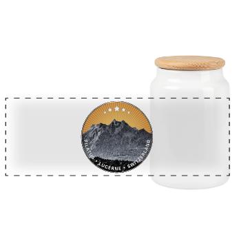 Pilate Lucerne Switzerland - Panoramic Cookie Jar with Wooden Lid - white - Front