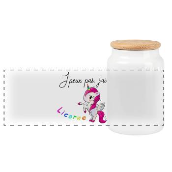 J'ai LICORNE - Boîte à biscuits avec couvercle en bois - blanc - Devant