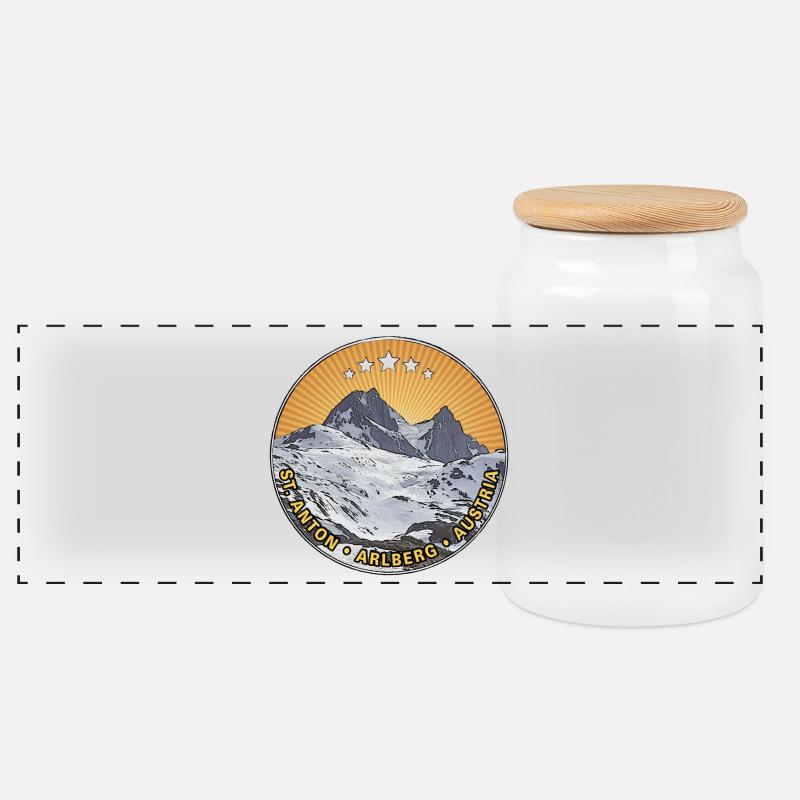 St Anton | Arlberg | Austria - Panorama Keksdose mit Holzdeckel - Weiß