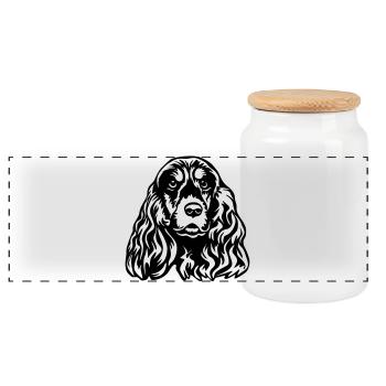 Cocker Spaniel tête - Boîte à biscuits avec couvercle en bois - blanc - Devant