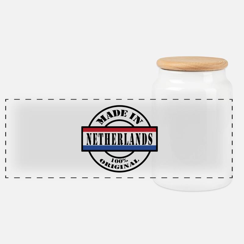 MADE IN NETHERLANDS Holland Niederlande Geschenk - Panorama Keksdose mit Holzdeckel - Weiß