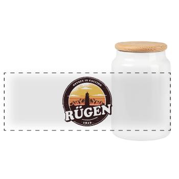 Rügen Vintage Phare Design / Cadeau - Boîte à biscuits avec couvercle en bois - blanc - Devant