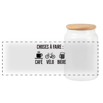 Café Vélo Bière - Panorama Keksdose mit Holzdeckel - Weiß - Vorne