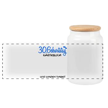 30 Geburtstag Gästebuch Deko Geschenk - Panorama Keksdose mit Holzdeckel - Weiß - Vorne