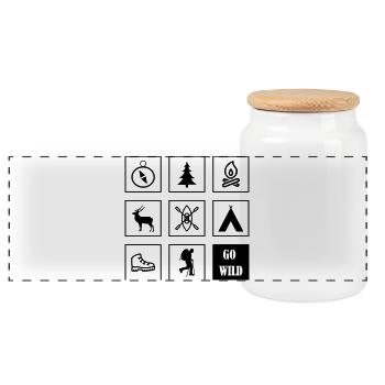 Outdoor Icons Memory - Panoramic Cookie Jar with Wooden Lid - white - Front