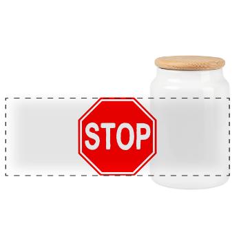 Stop Sign - Panoramic Cookie Jar with Wooden Lid - white - Front