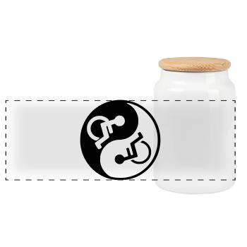 Wheelchair Yin and yang wheelchair design * - Panoramic Cookie Jar with Wooden Lid - white - Front