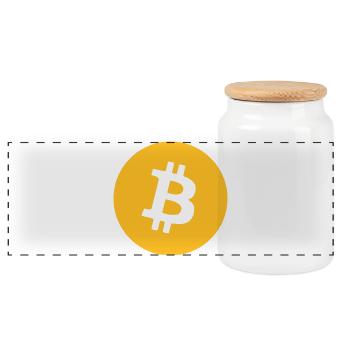Bitcoin (Englisch) - Panorama Keksdose mit Holzdeckel - Weiß - Vorne