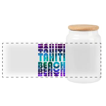 Tahiti Beach Palmen Design / Idée cadeau - Boîte à biscuits avec couvercle en bois - blanc - Devant