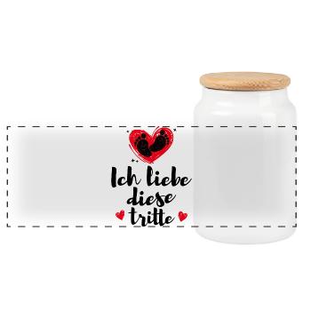 Amour bébé ventre coeur Enceinte Déclaration Pieds bébé - Boîte à biscuits avec couvercle en bois - blanc - Devant