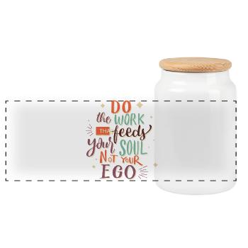 Do Work That Feeds Your Soul Quote - Panoramic Cookie Jar with Wooden Lid - white - Front