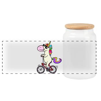 Cool Licorne Drôle de design lunettes de soleil - Boîte à biscuits avec couvercle en bois - blanc - Devant