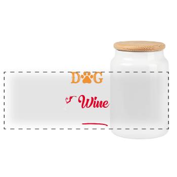 Dog Mom Wine Lover Lebensweisheit - Panorama Keksdose mit Holzdeckel - Weiß - Vorne