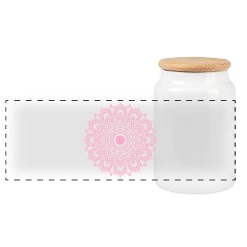 Mandala Circle Meditation Yoga Namaste Spiritual - Panoramic Cookie Jar with Wooden Lid - white - Front