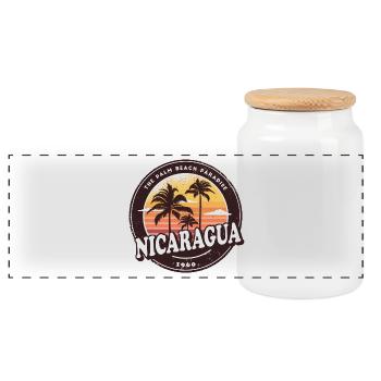 Nicaragua Vintage Beach Design - Panorama Keksdose mit Holzdeckel - Weiß - Vorne