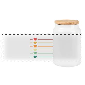 Ligne coeur rétro - Boîte à biscuits avec couvercle en bois - blanc - Devant