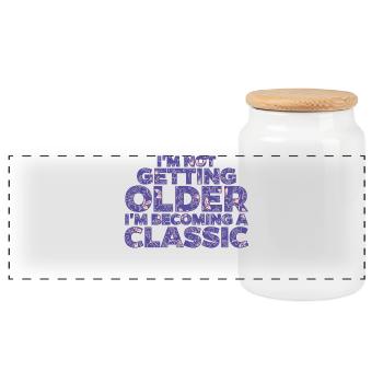 Statement Birthday - Panoramic Cookie Jar with Wooden Lid - white - Front