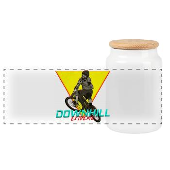 Downhill Extreme Motiv - Panoramic Cookie Jar with Wooden Lid - white - Front