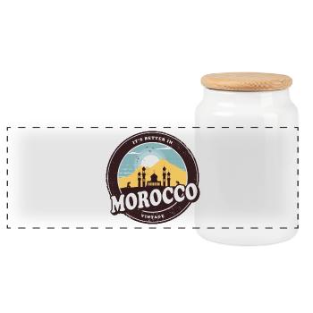 Maroc Vintage Mosquée Design - Boîte à biscuits avec couvercle en bois - blanc - Devant