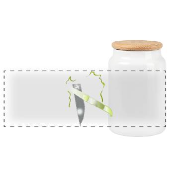 knife - Panoramic Cookie Jar with Wooden Lid - white - Front