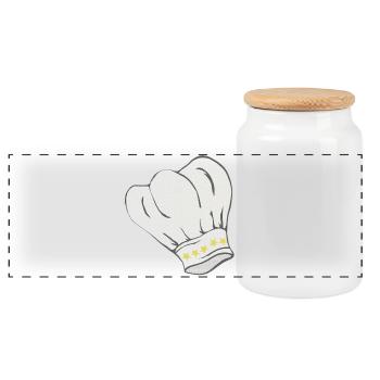 Chef's hat star pattern, cooking, gifting men - Panoramic Cookie Jar with Wooden Lid - white - Front